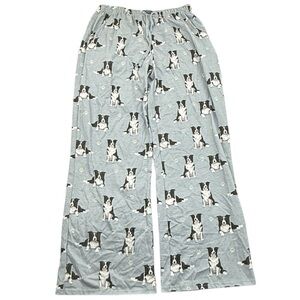 Comfies Border Collie Pajama Pants Cozy Dog Print Lounge Sleepwear M Blue